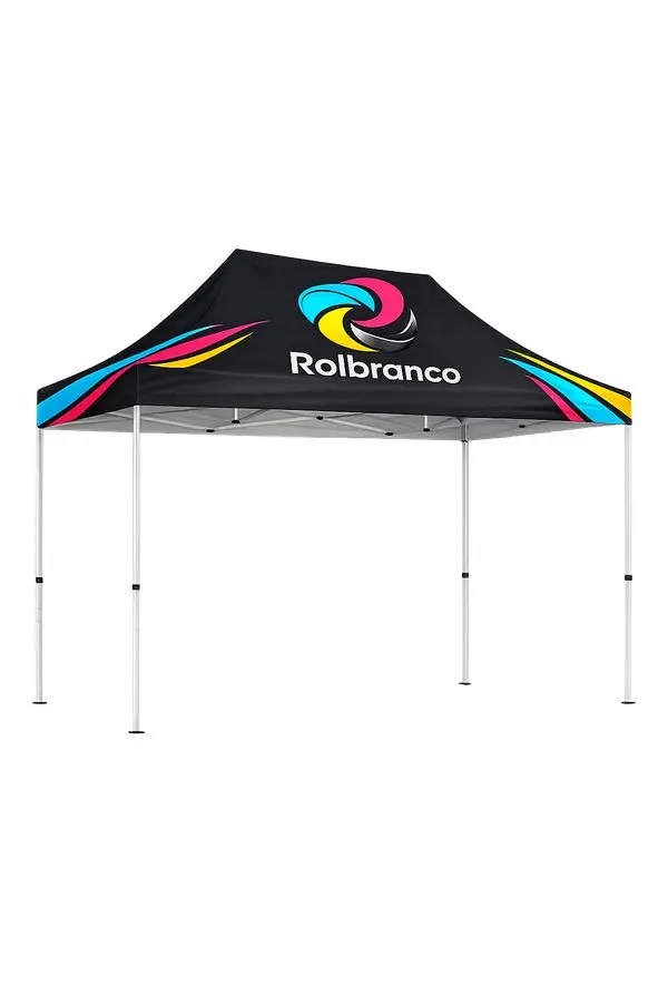 Tenda publicitária personalizada vista lateral